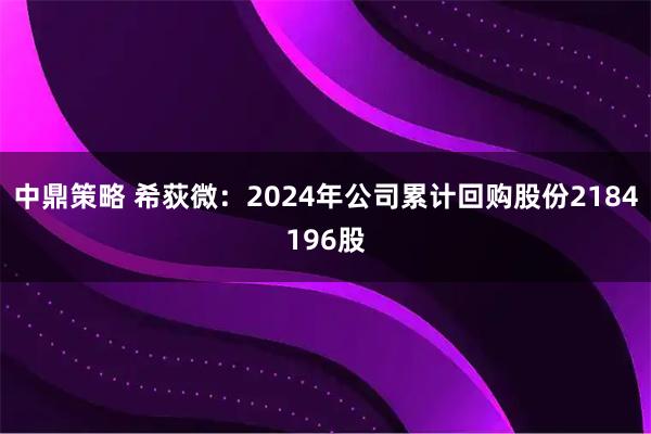 中鼎策略 希荻微：2024年公司累计回购股份2184196股